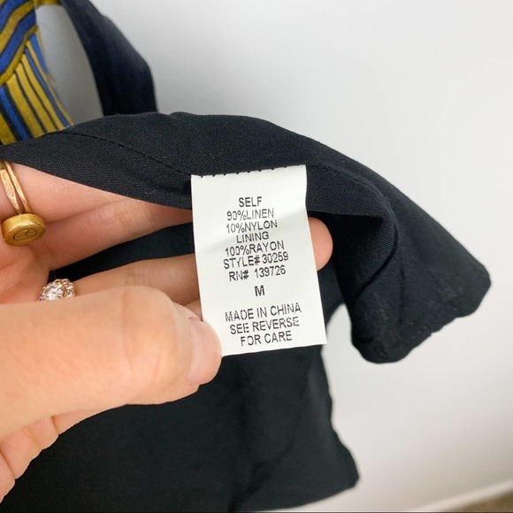 Honeypunch Lulus Black Striped Short Sleeve Ruffle Wrap Mini Dress Size Medium - Picture 11 of 13